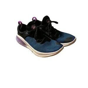 Nike Womens Joyridel Flyknit Running Shoes Size 10 Blue & Black With Purple Heel